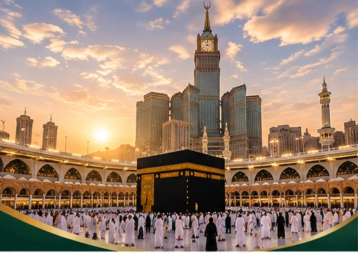Kaaba at Masjid al-Haram representing a 14-night luxury December Umrah package with Makkah and Madinah stay